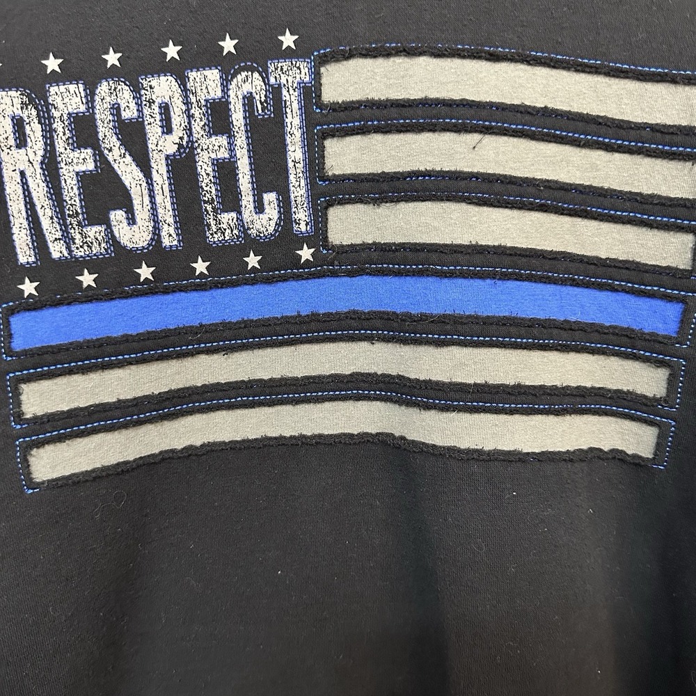 Buck Wear Men's Large Blue Line‎ Respect Hoodie Pullover Distressed Flag Police